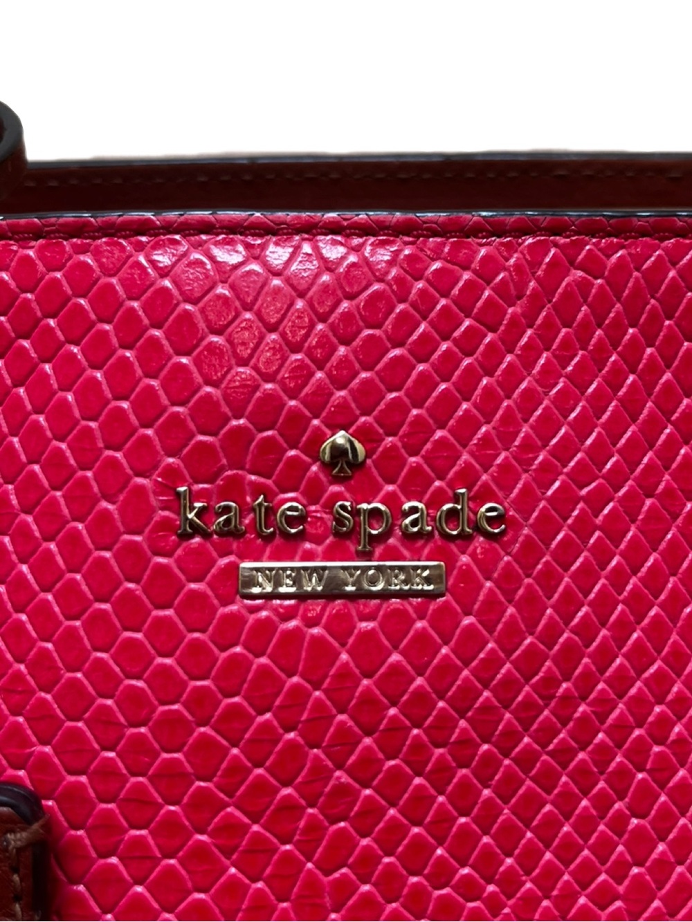 Kate Spade Angelika Prembrey Place Red Snake Embossed Leather & Suede Satchel - Picture 2 of 16